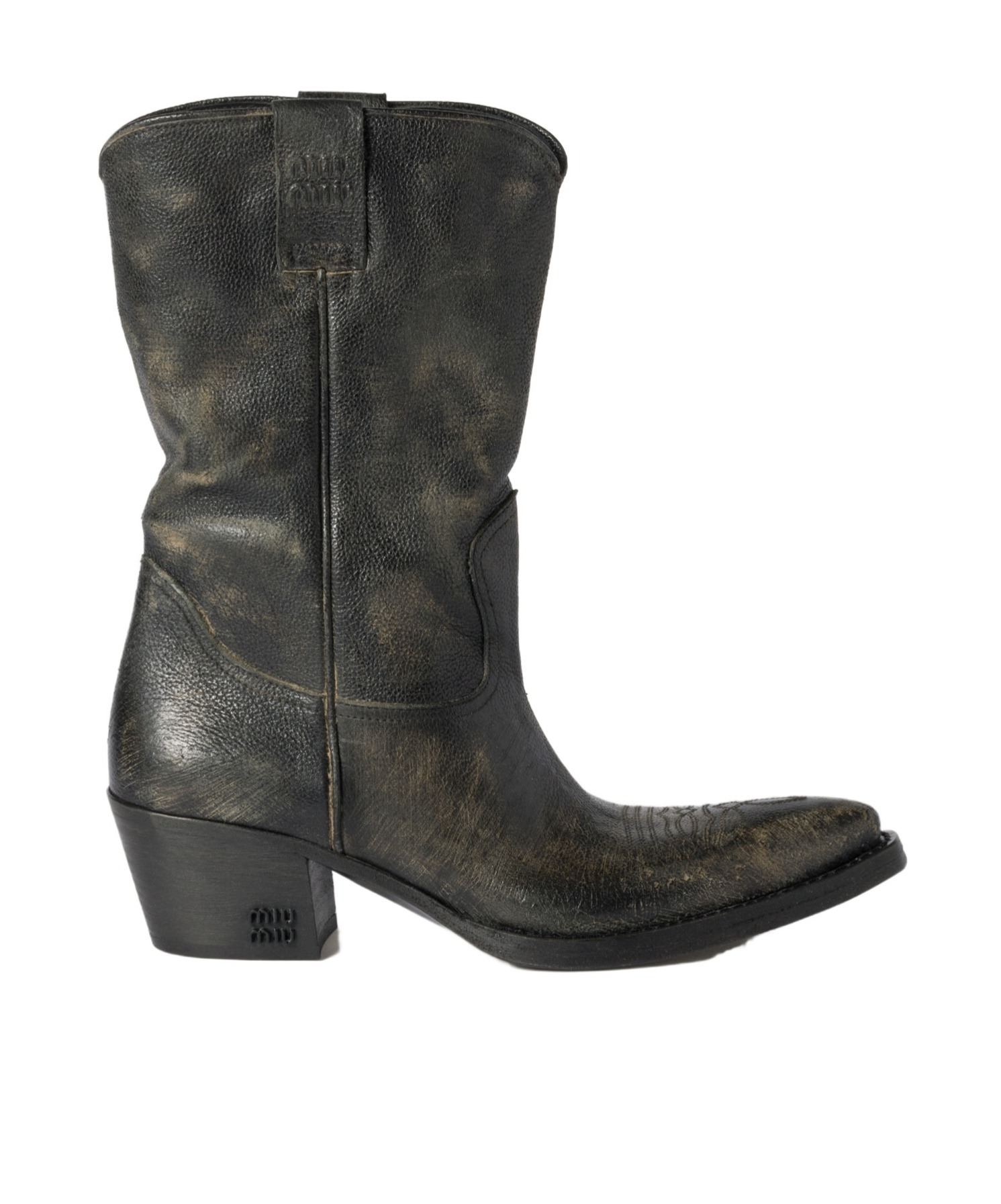 Miu Miu Leather Boots In Cocoa Brown