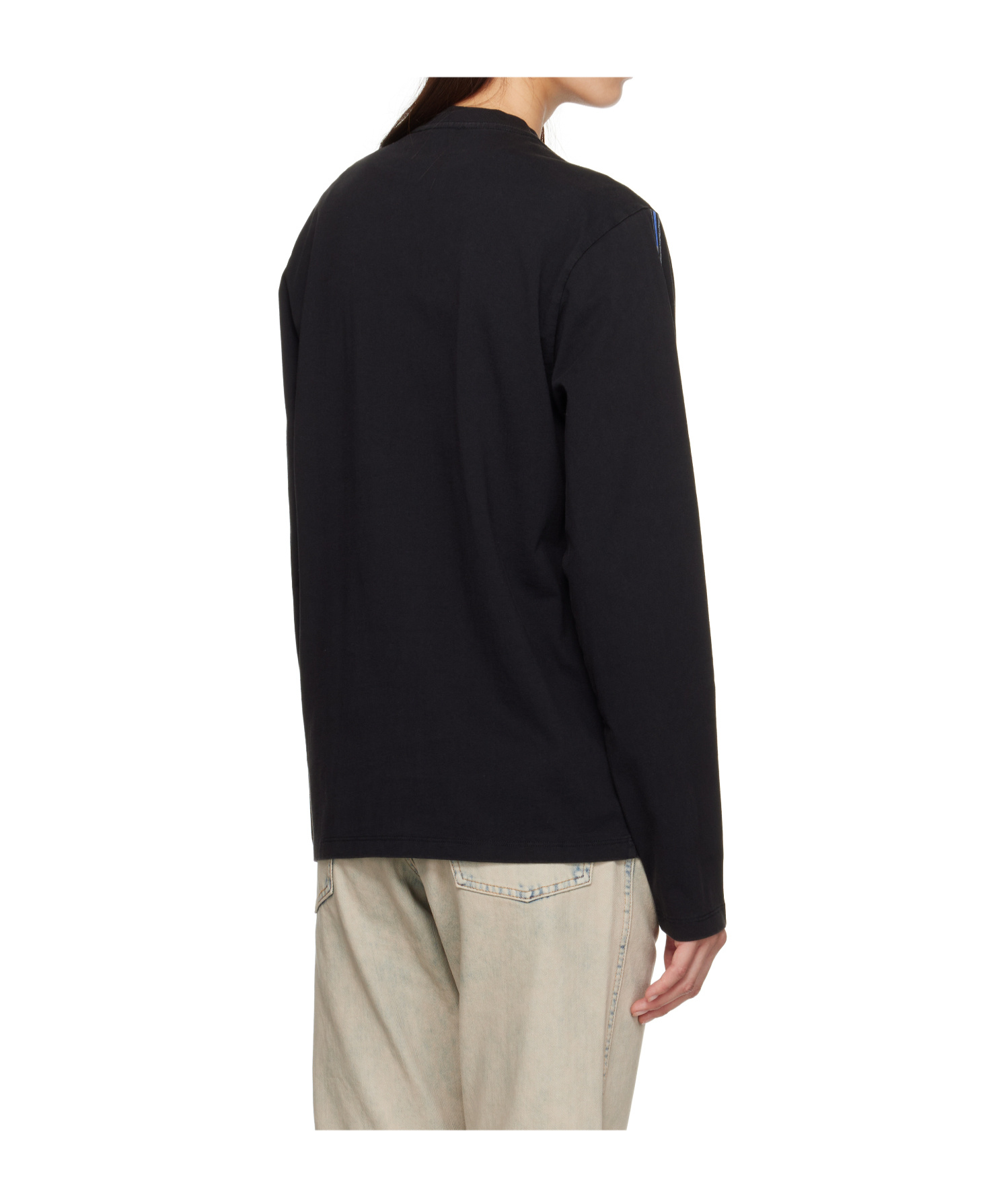 Coperni Womens Black-multicolour Print Slogan-print Long-sleeve Cotton-jersey T-shirt In Black