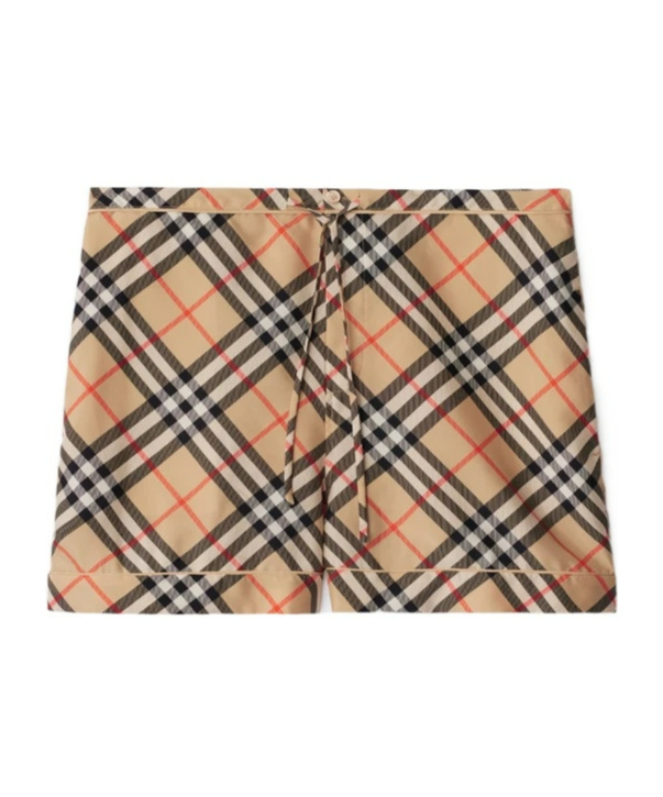 Burberry Check Silk Pyjama Shorts In Nude