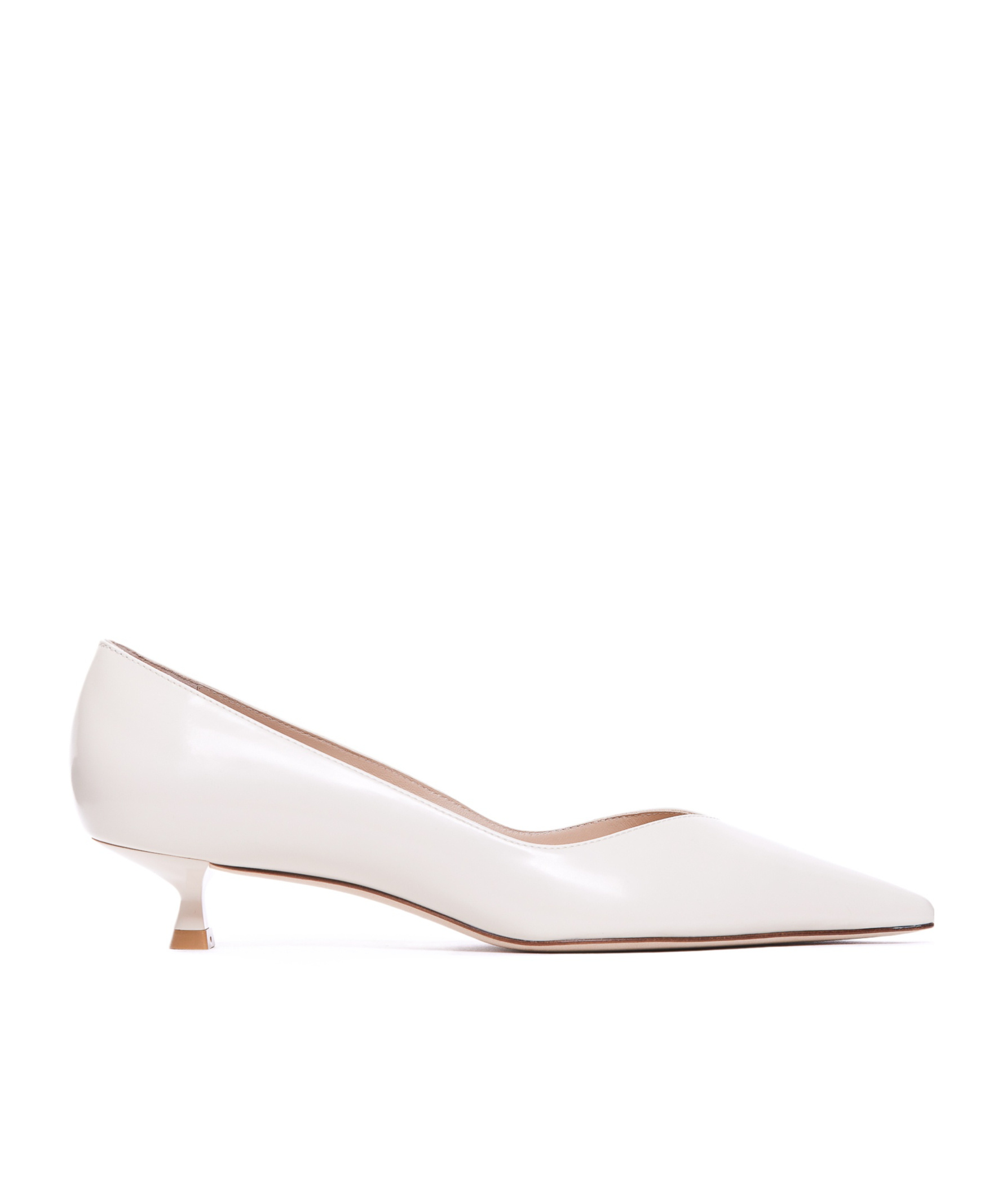 Stuart Weitzman Eva Leather Kitten-heel Pumps In White