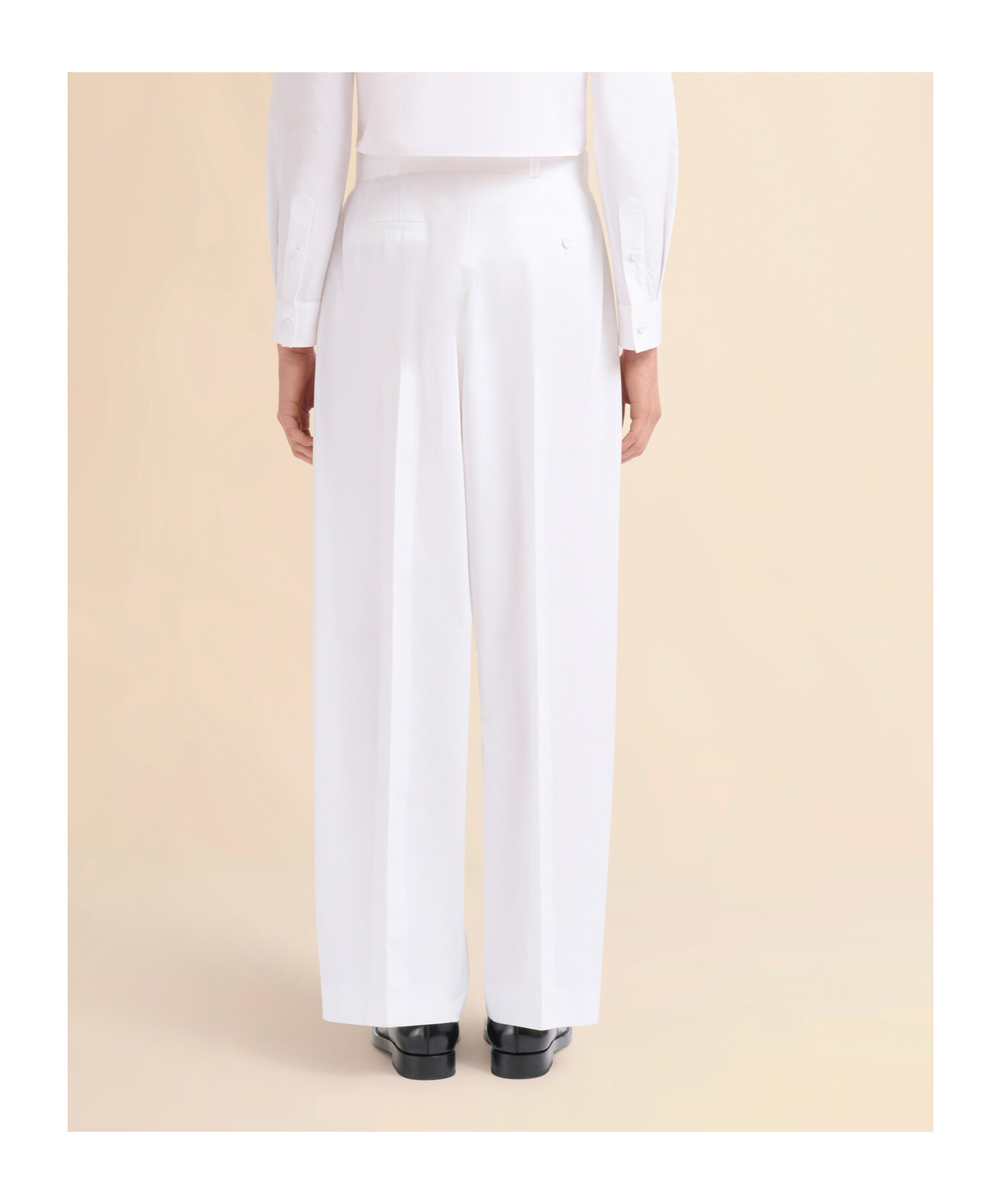 Marni White Poplin Trousers With Maxi Pleats In Lily White