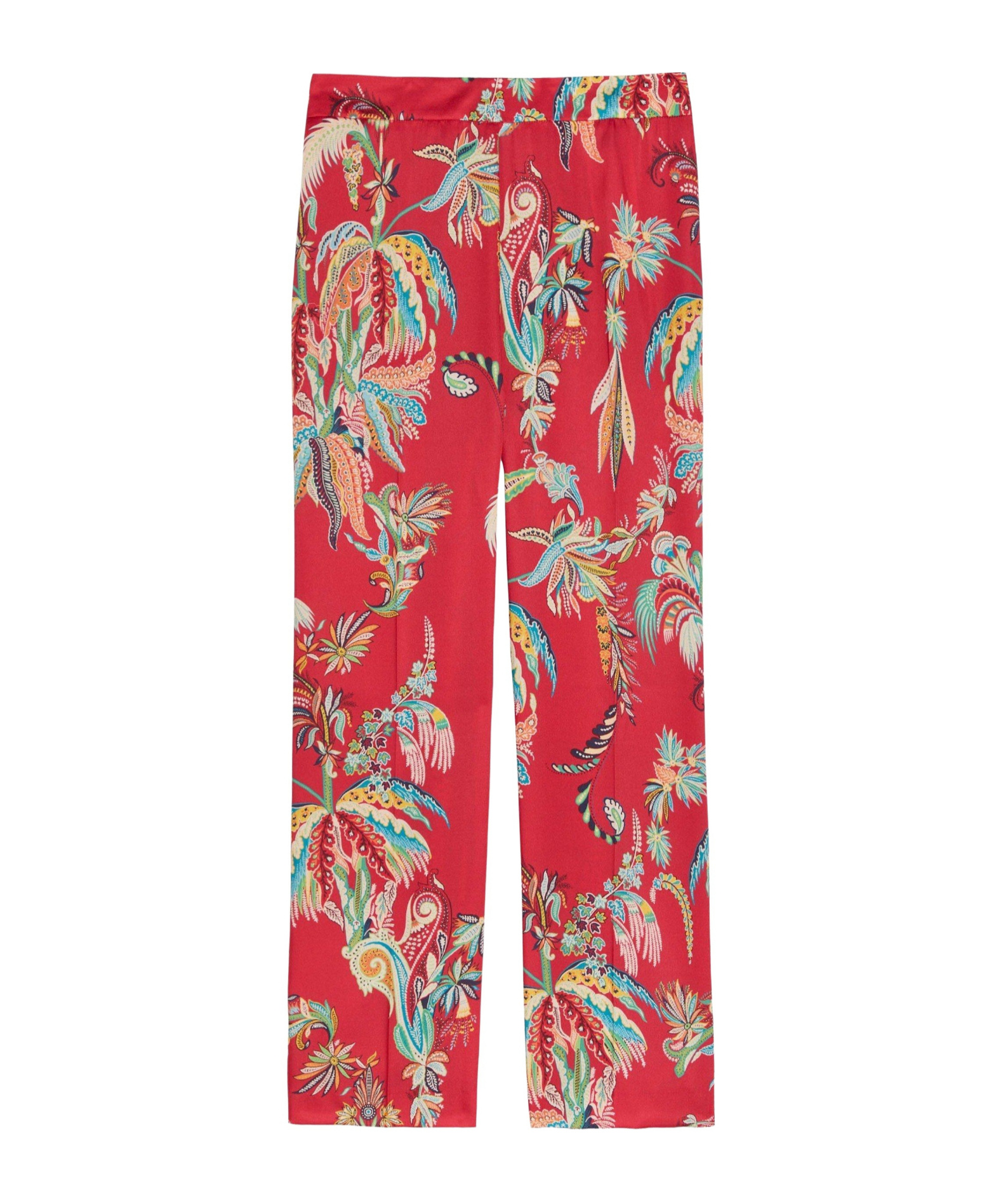 Etro Satin Paisley Flared Trousers In Red
