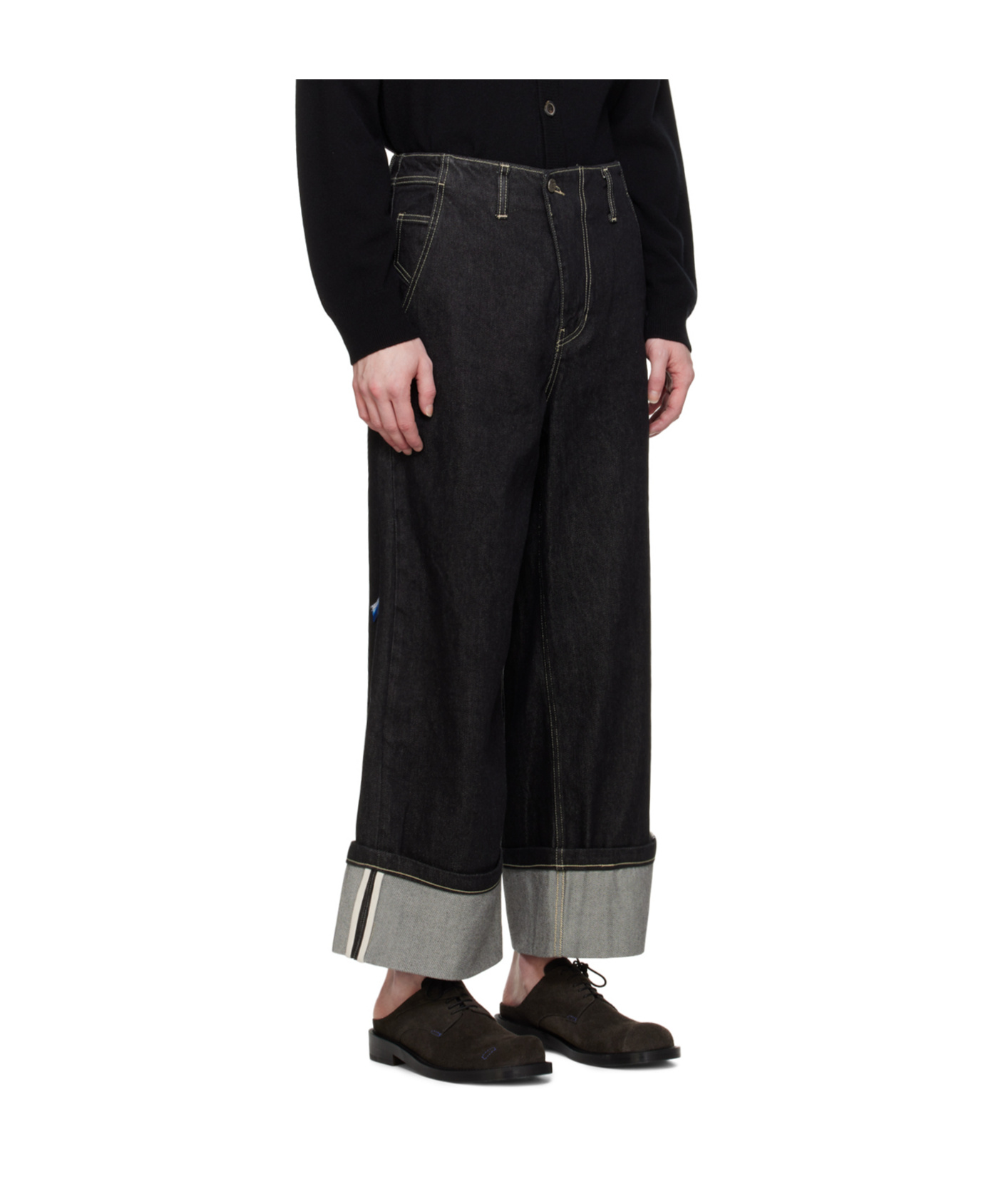 Ader Error Logo Belt Ring Jeans Pants In Black