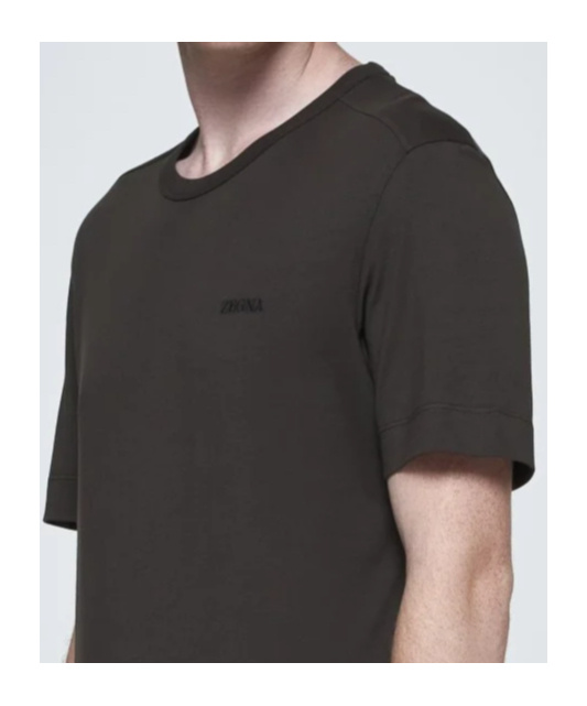 Zegna Cotton Crew Neck T-shirt With Side Slits In Black