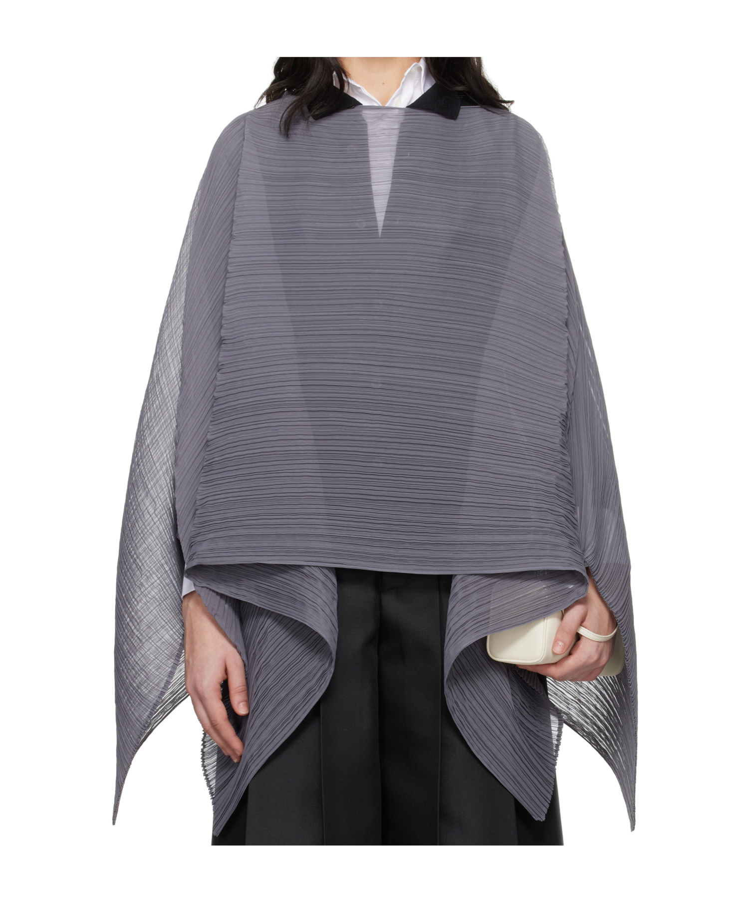 Issey Miyake Gray March Basic Madame-t Small Stole In Gray