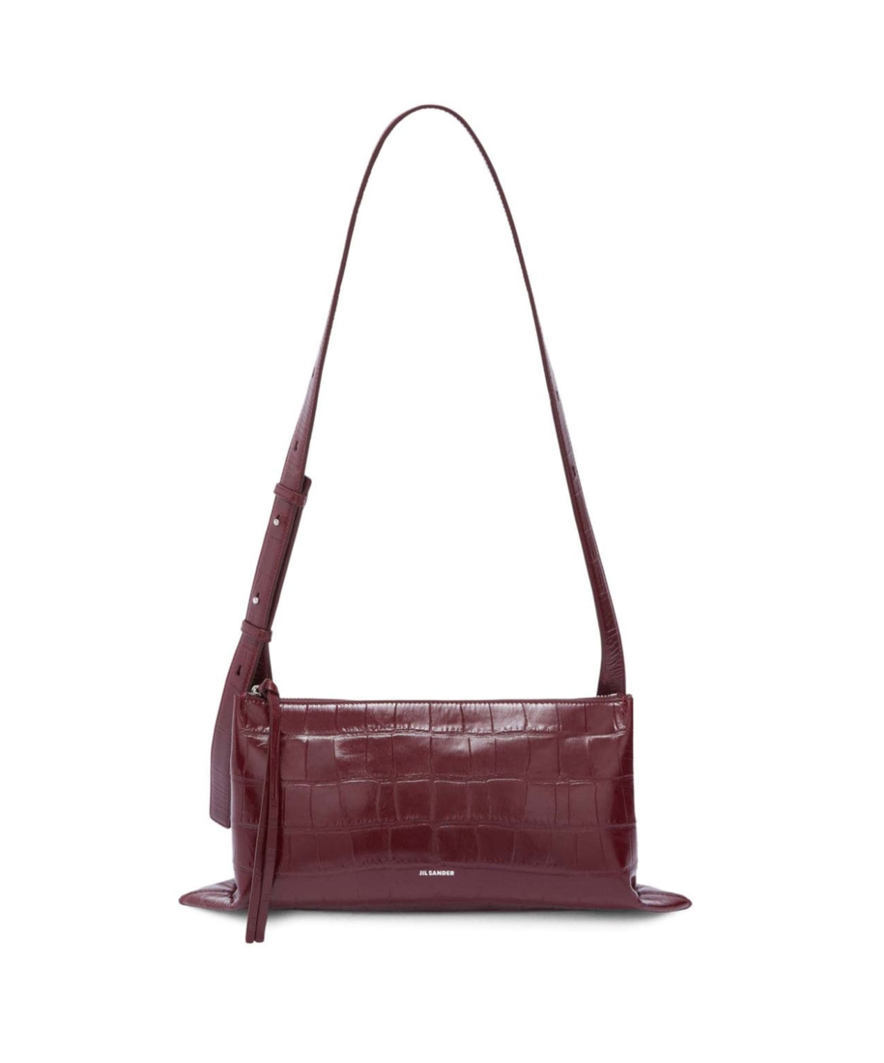 Jil Sander Small Empire Crocodile-effect Shoulder Bag In Red