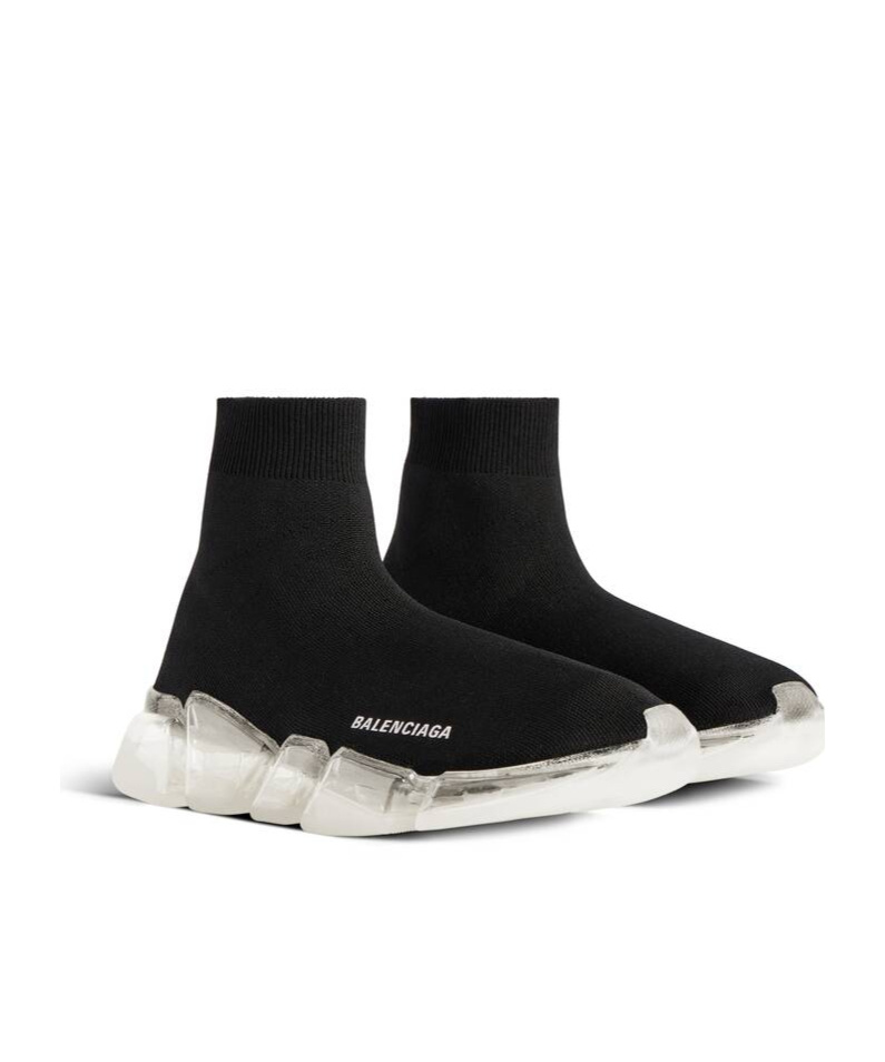 Balenciaga Women's Speed 2.0 Full Clear Sole Recycled Knit Sneaker In Black In Black