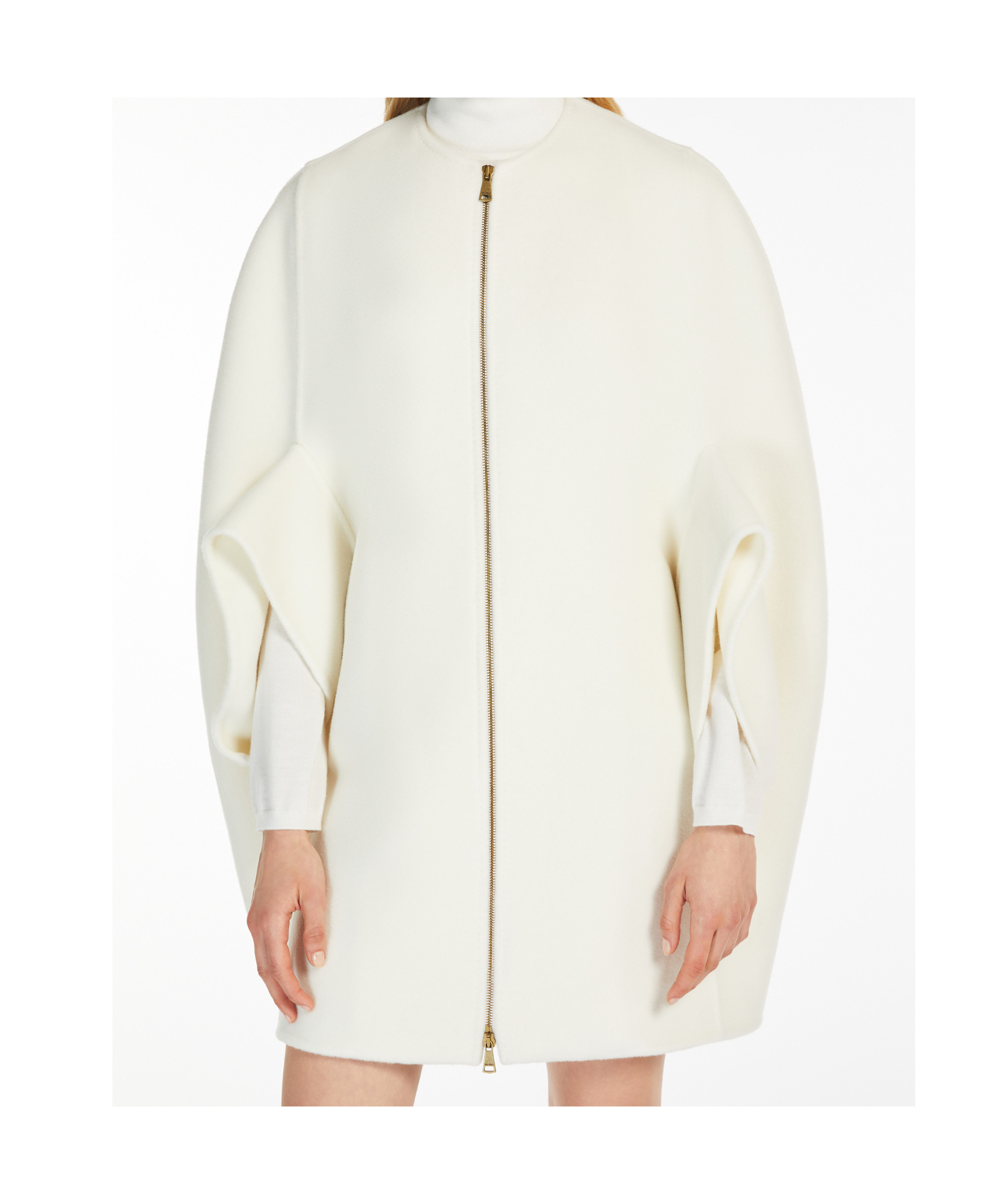 Max Mara Cashmere Coat With Long Sleeves And Structured Silhouette In White