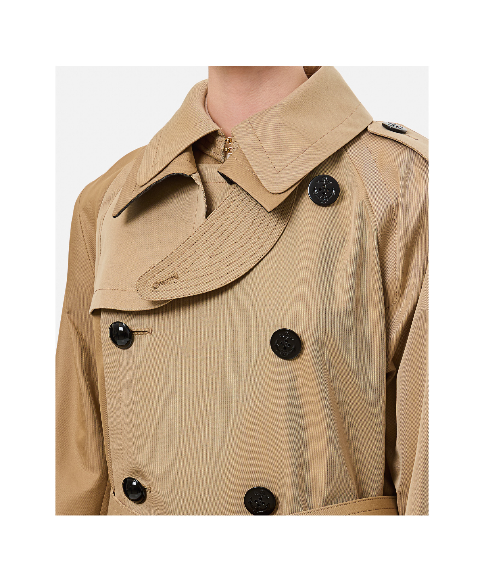 Shop Sacai Double Breasted Trench Coat In Nude