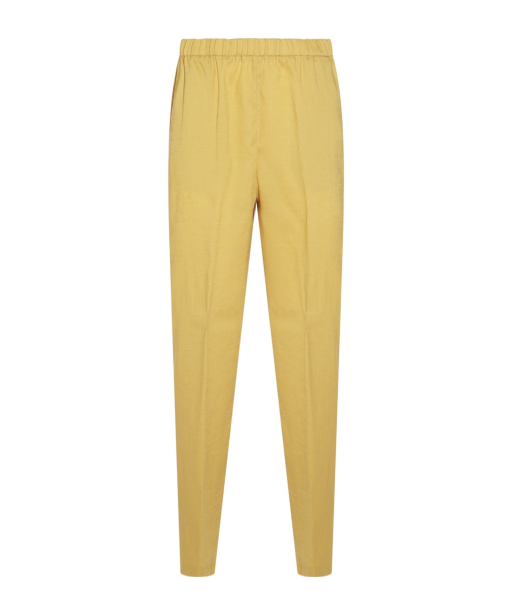 Fabiana Filippi Green Linen Pants In Yellow