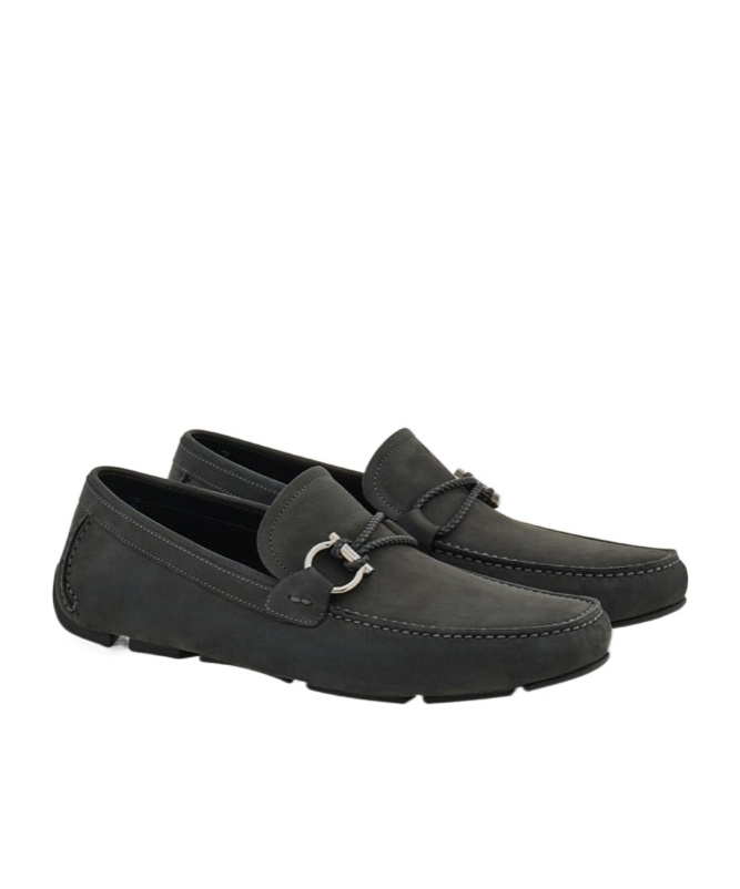 Ferragamo Man Loafers Lead Size 9 Calfskin In Black