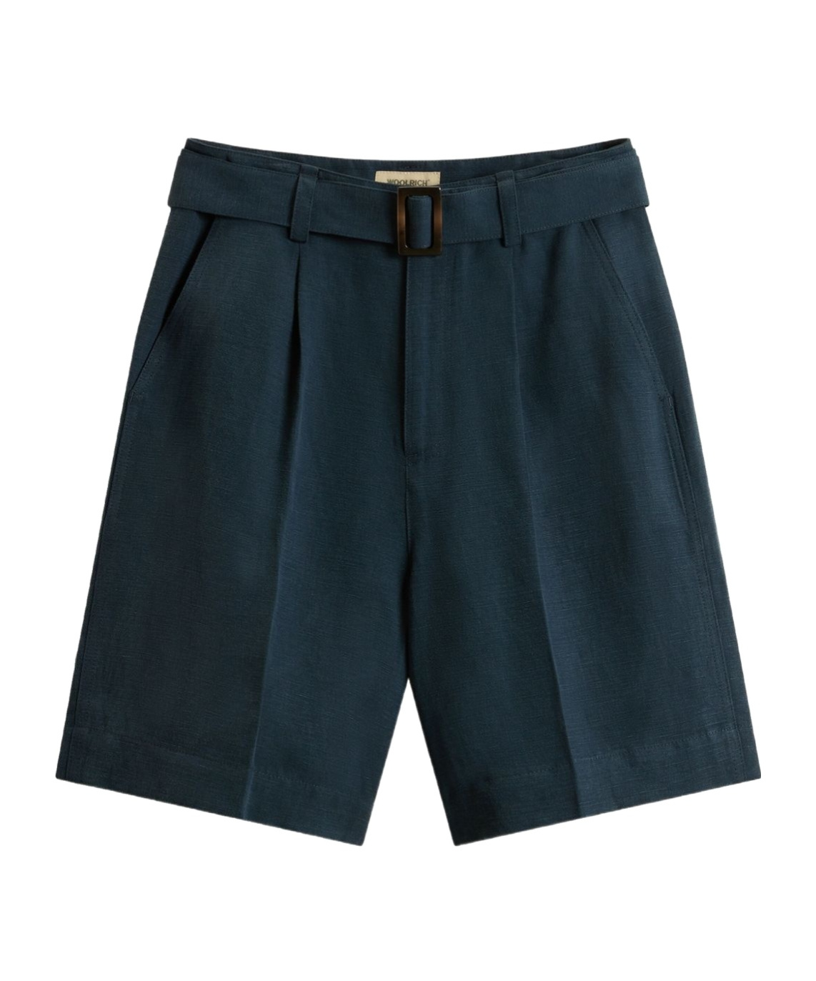 Woolrich Blended Linen Shorts In Linen With Waist Belt In Blue