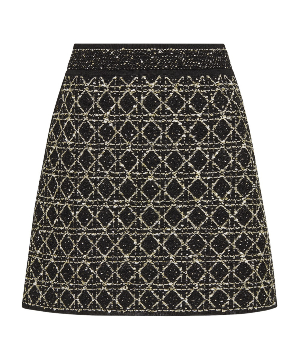 Dior Rattan Check Mini Skirt In Black