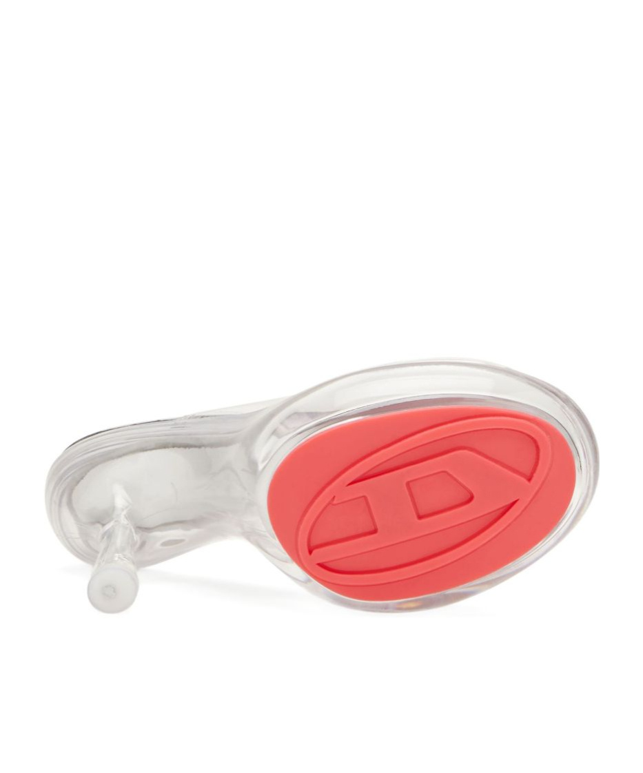 Diesel Heel Sandals With Transparent Platform Sole In White