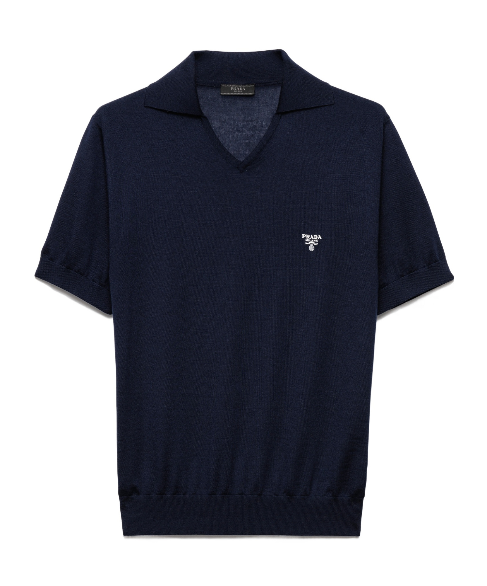 Prada Midnight Blue Cashmere Polo Shirt In Black