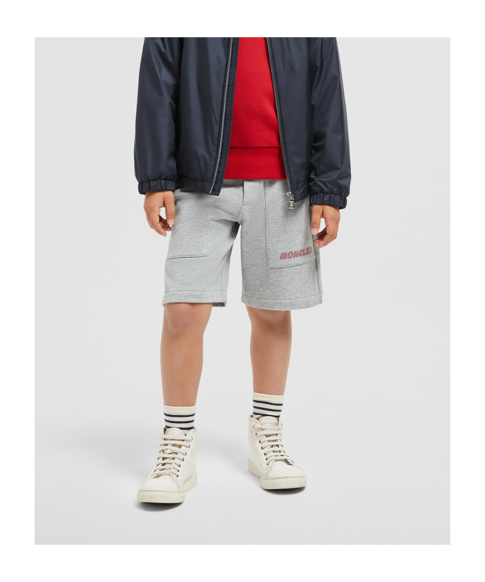 Moncler Cotton Shorts In Gray