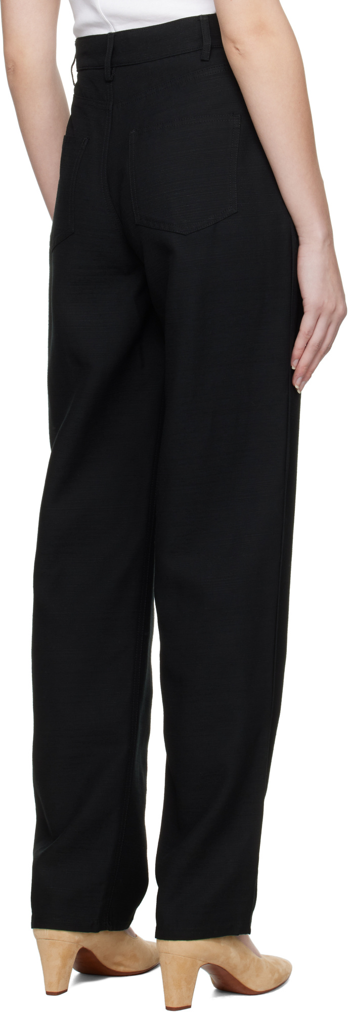 Loulou Studio Mid-rise Baggy Straight-leg Trousers In Black