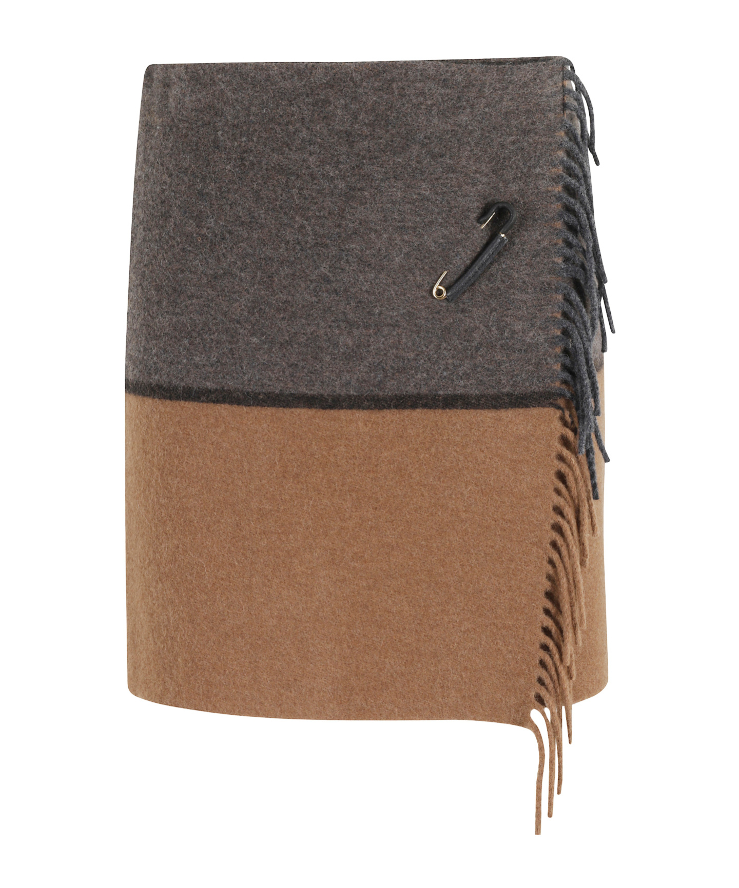 Semicouture Bicolor Wool Mini Skirt With Fringed Edge In Multi