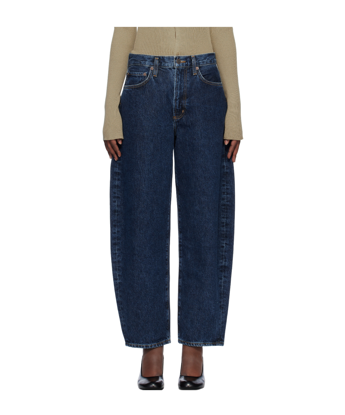 Agolde High Waist Denim Trousers In Blue