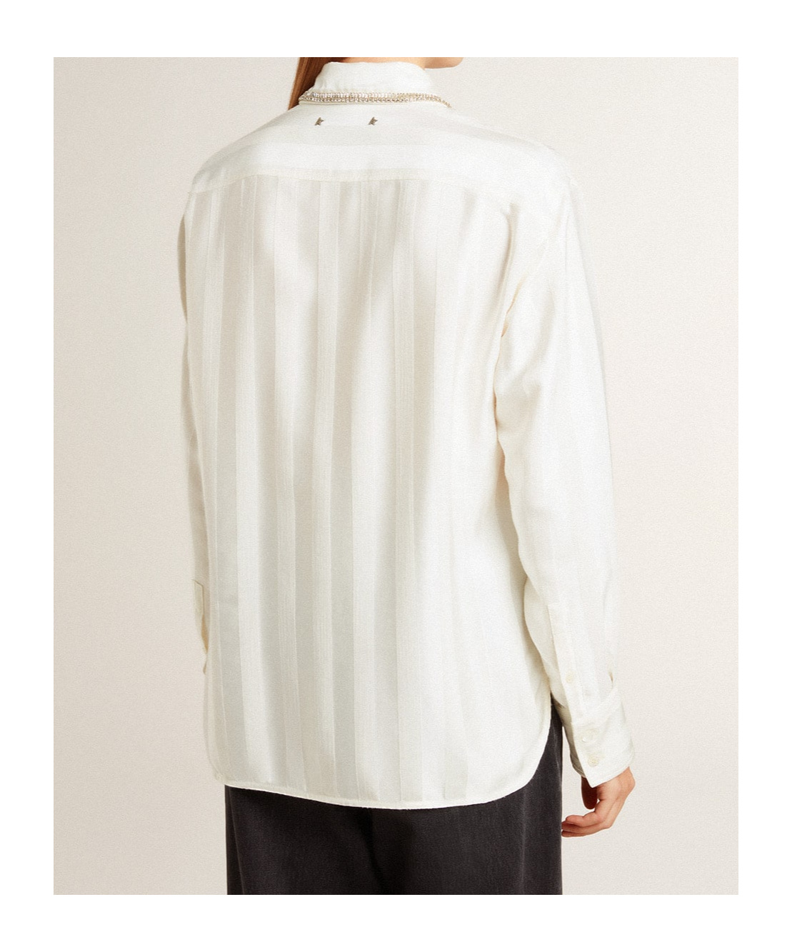 Golden Goose Vertical Stripe Long-sleeved Shirt In White