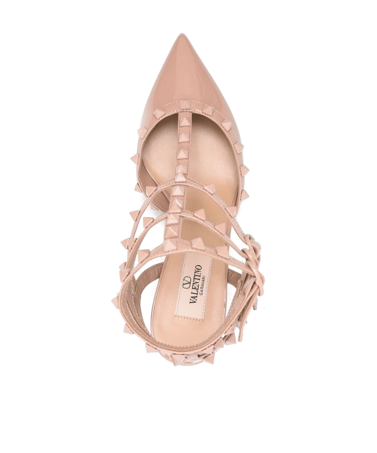 Valentino Garavani Rockstud Patent Leather Slingback Pumps In Nude