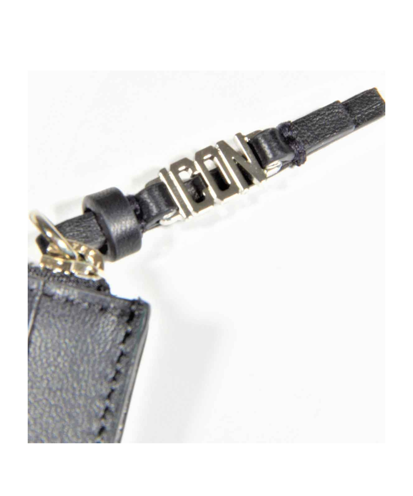 Dsquared2 Black Genuine Leather Icon Evening Cardholder In Black