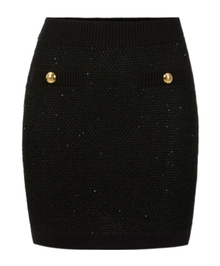 Elisabetta Franchi Gonna In Maglia Con Paillettes Nera In Black