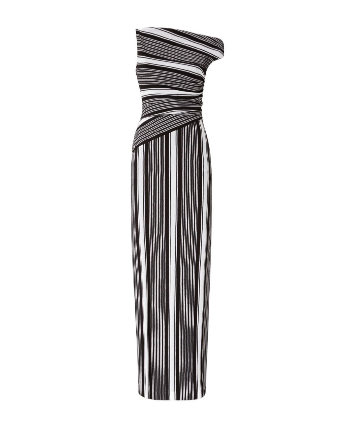 Missoni One-shoulder Striped Crochet-knit Cotton-blend Maxi Dress In Black