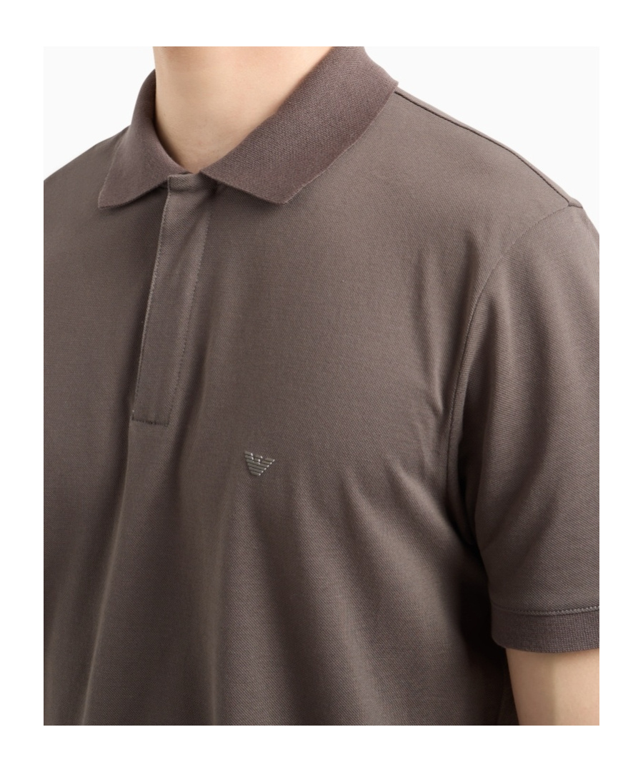 Emporio Armani Travel Essential Piquet Polo Shirt In Gray