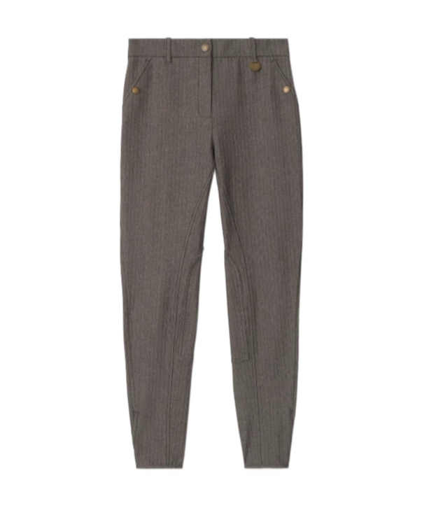 Burberry Stretch Cotton Herringbone Jodhpurs In Gray