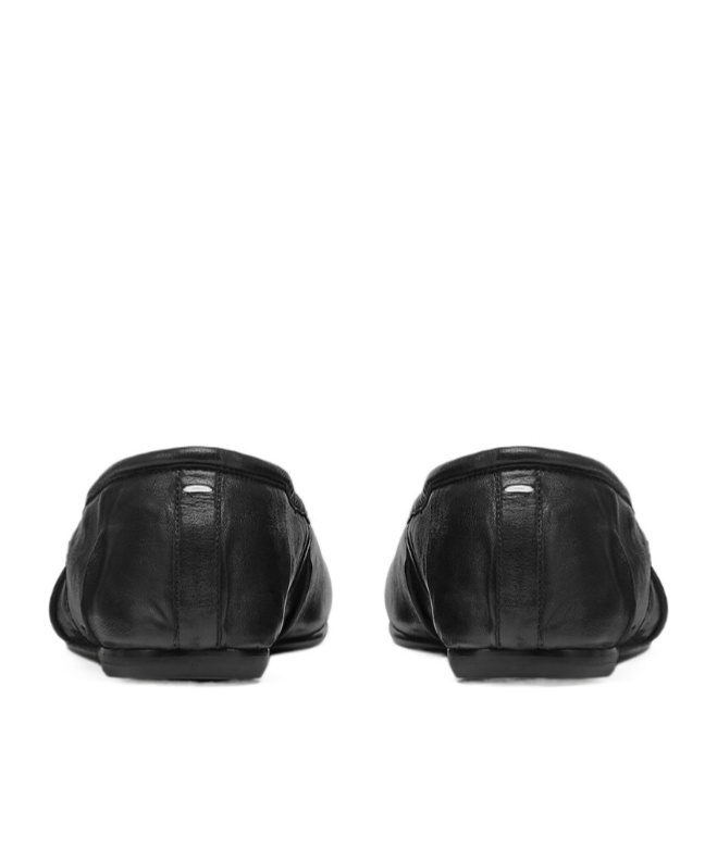 Maison Margiela Tabi Leather Split-toe Ballerina Flats In Black