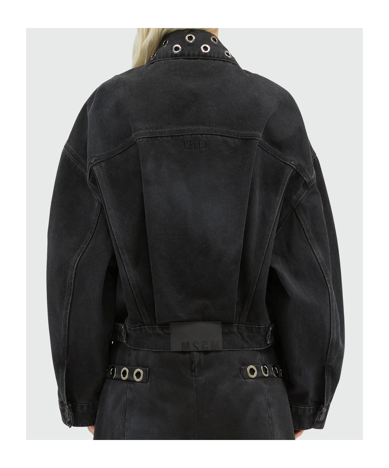 Msgm Light Wash Jacket In Black