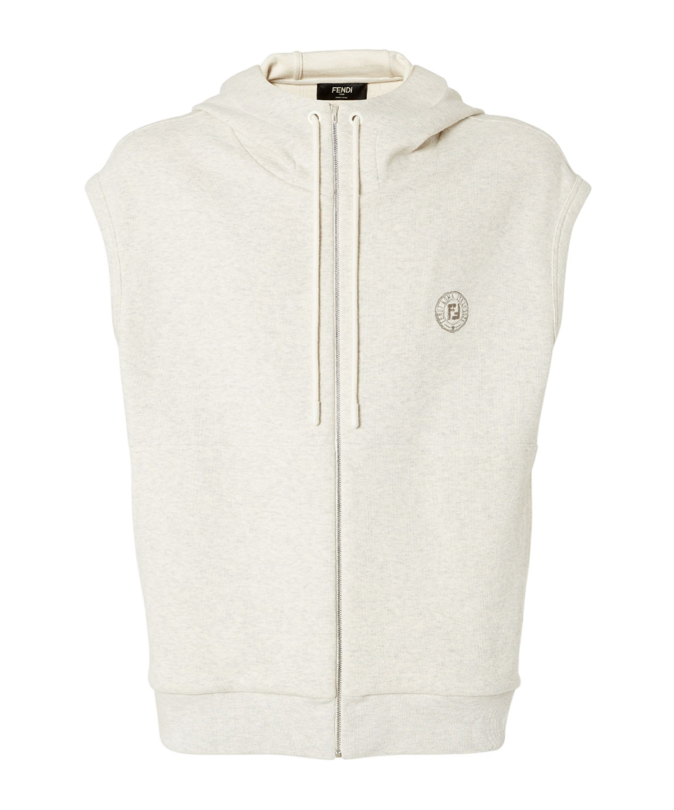 Fendi Oversized Sleeveless Zipped Drawstring Hoodie In Neutral