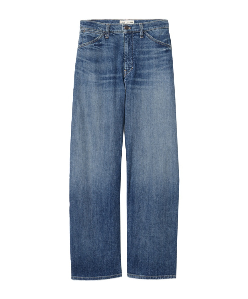Nili Lotan Belt-lined Denim Trousers In Blue