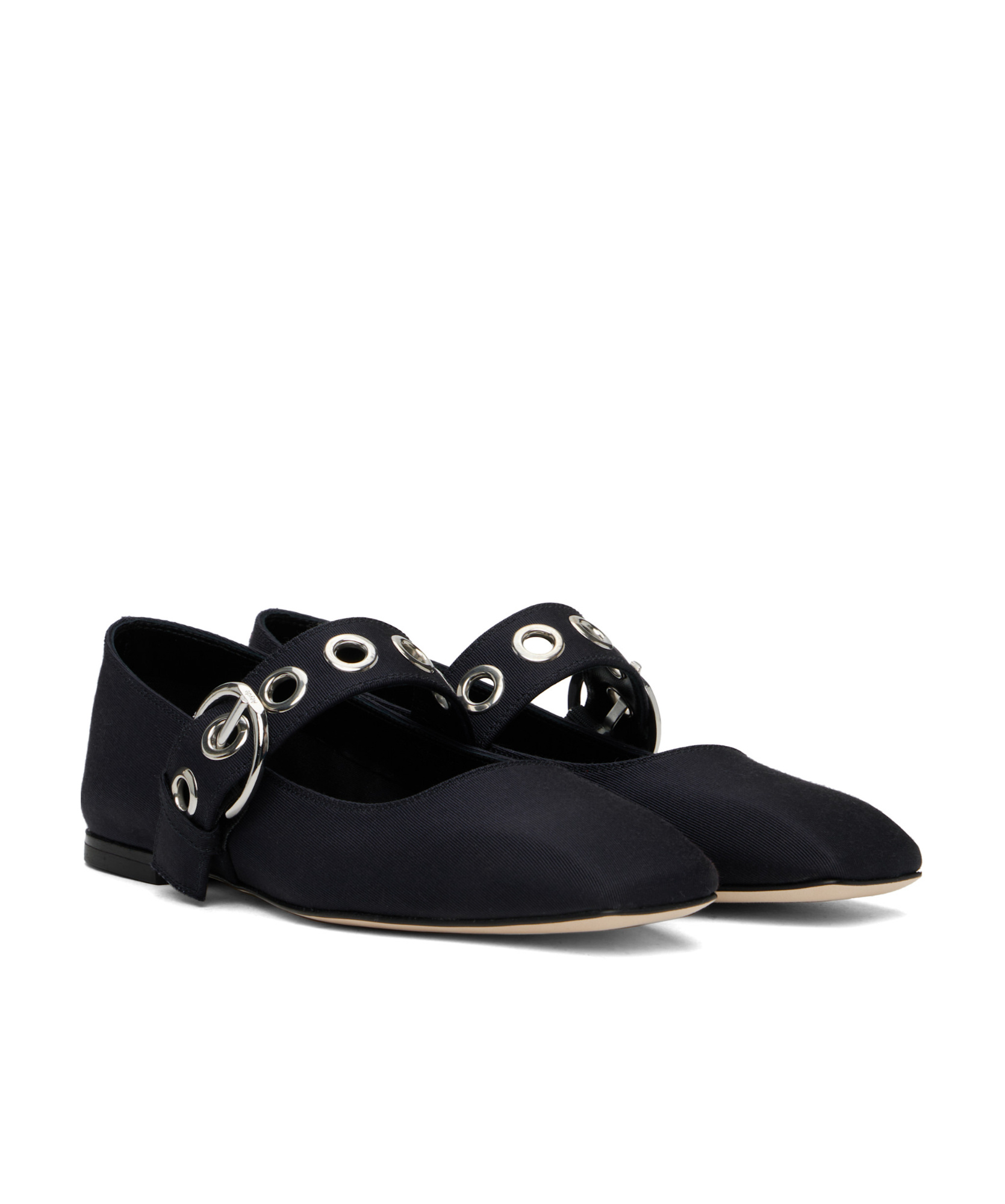 Aeyde Nappa Leather Flats With Circular Hardware Detail In Black