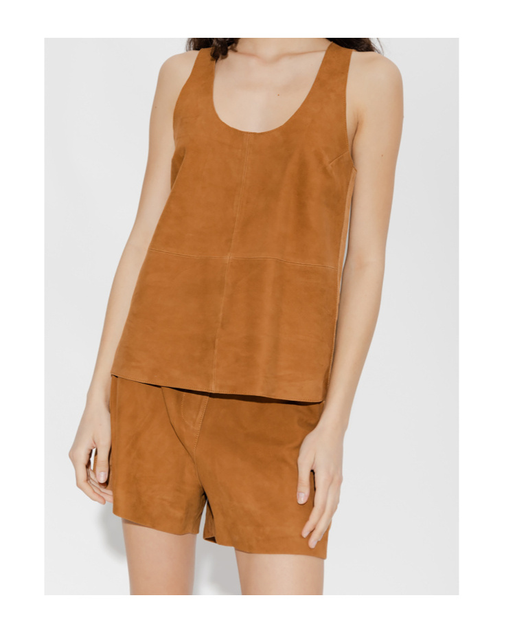 Stand Studio Tan Suede Tank Top In Brown