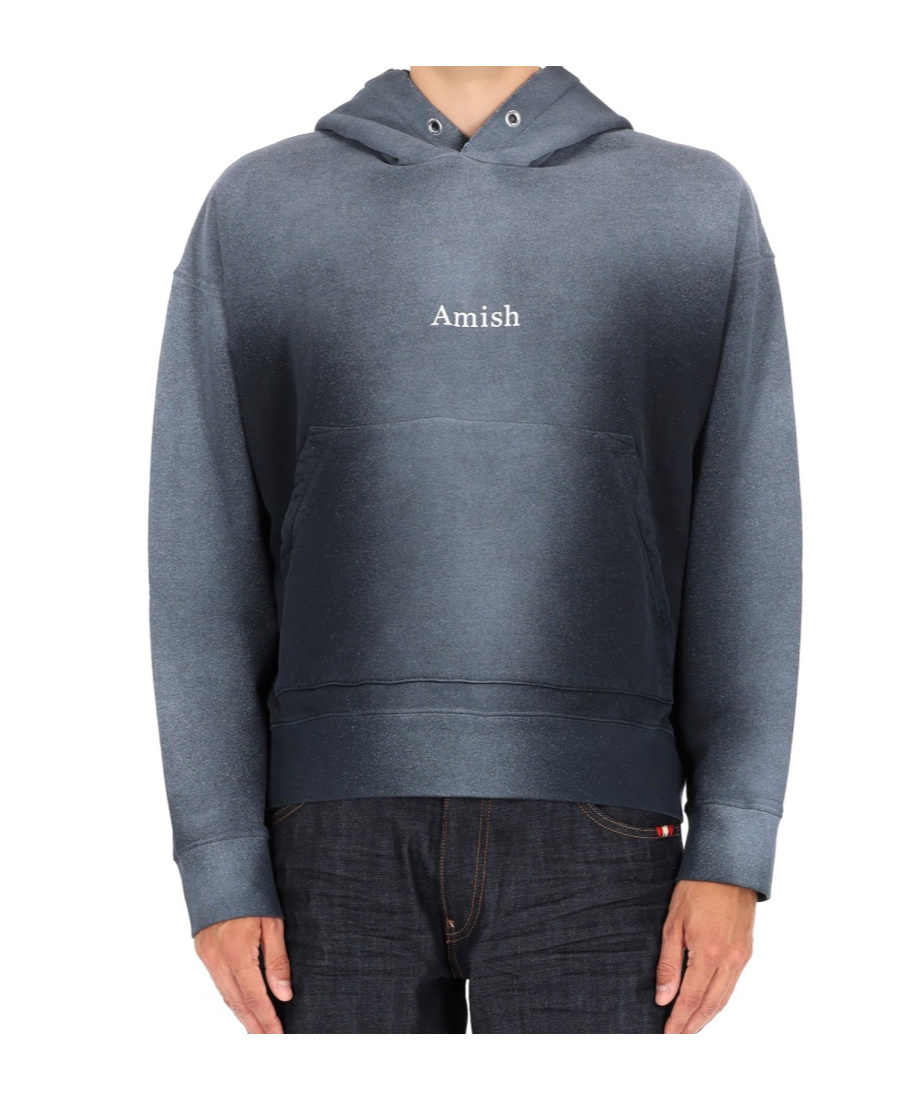 Amish Cotton Hoodie Sweatshirts Black In Gray