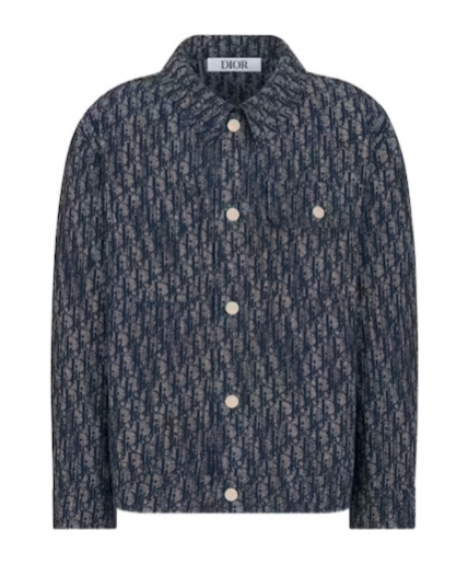 Dior Jacquard Snap Casual Coat In Black