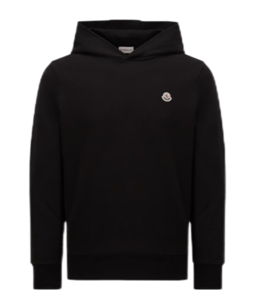 Shop Moncler Logo Patch Cotton Hoodie In Black