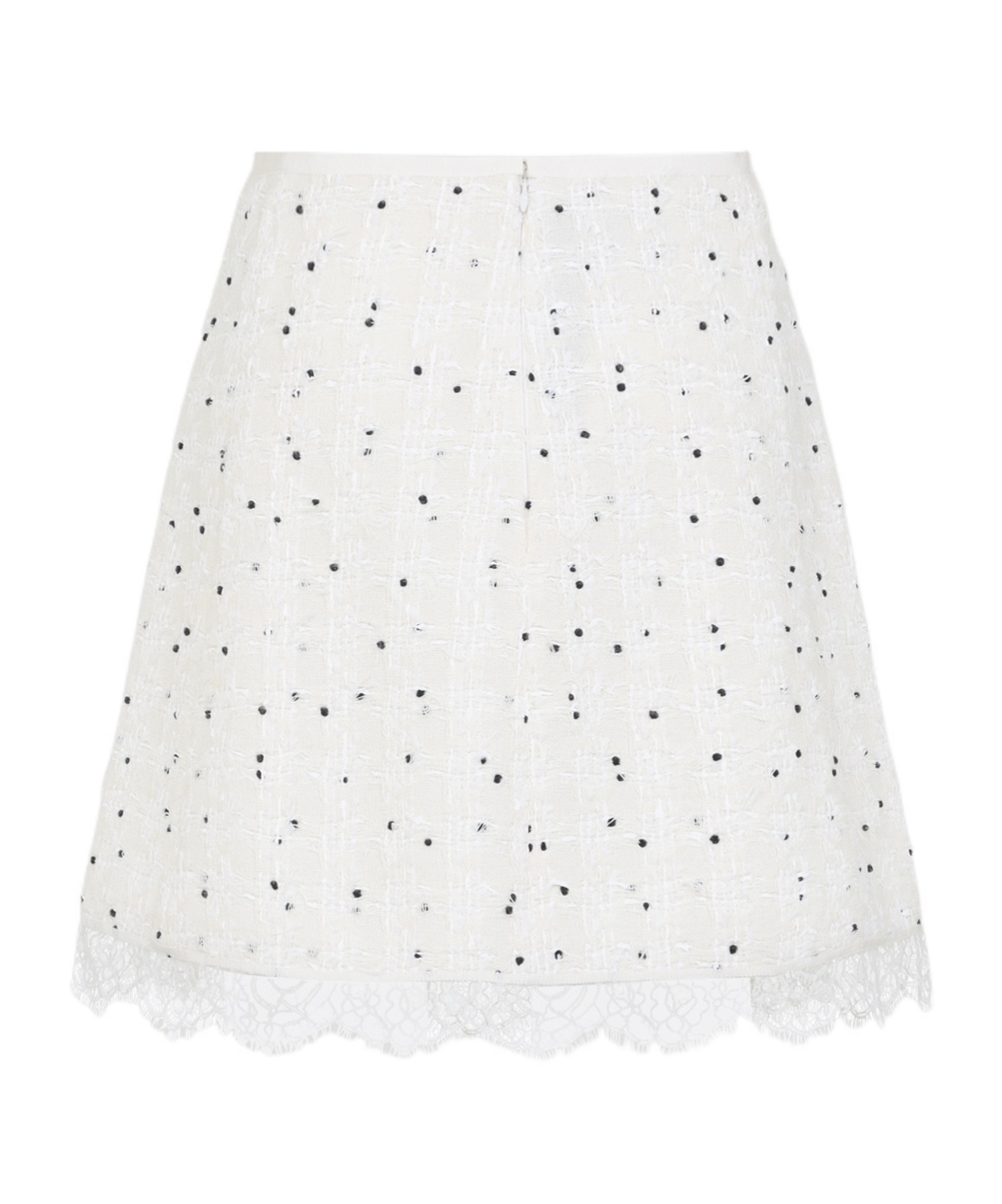 Giambattista Valli Polka-dot Lace-trim Mini Skirt In White