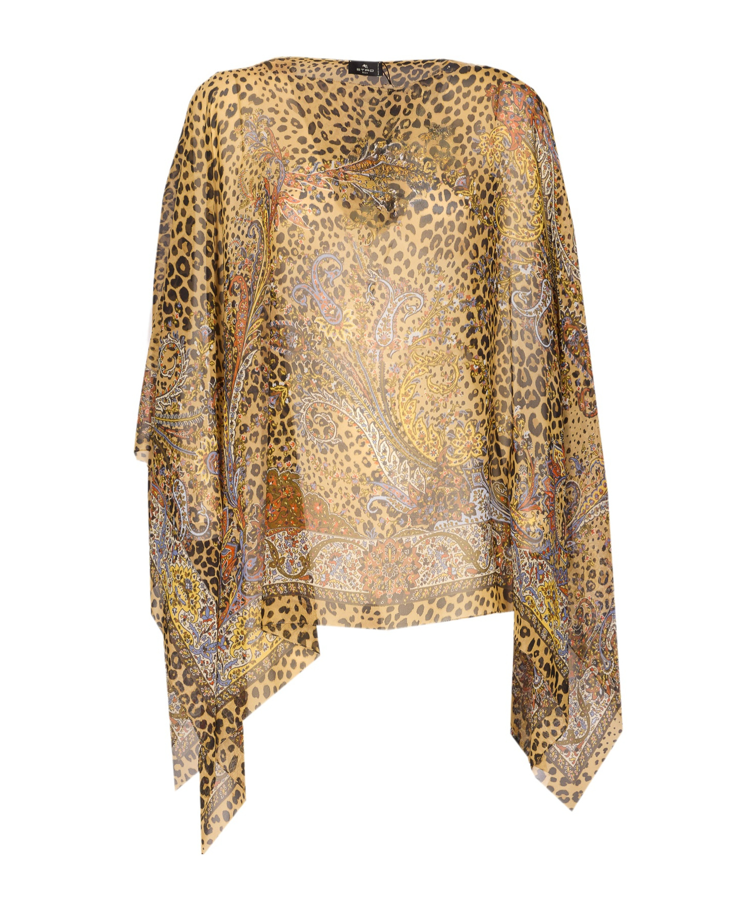 Etro Paisley Printed Draped Poncho In Brown