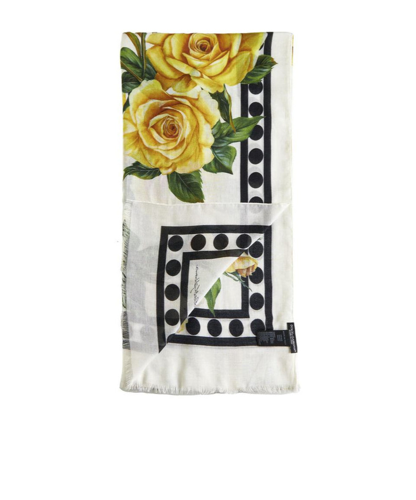 Dolce & Gabbana Rose-print Rectangle Scarf In Multicolor