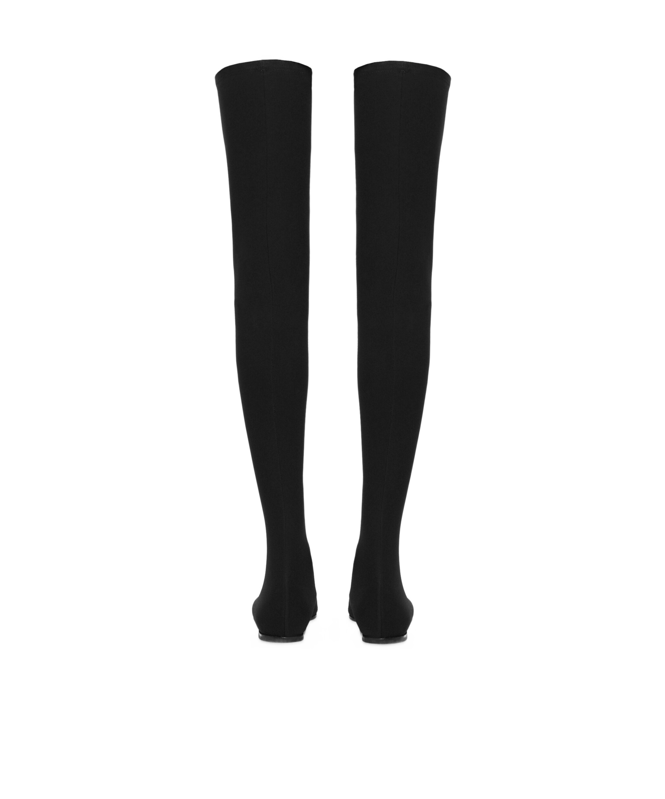 Dolce & Gabbana Pointed Toe Stretch Fabric Over-the-knee Boots In Black