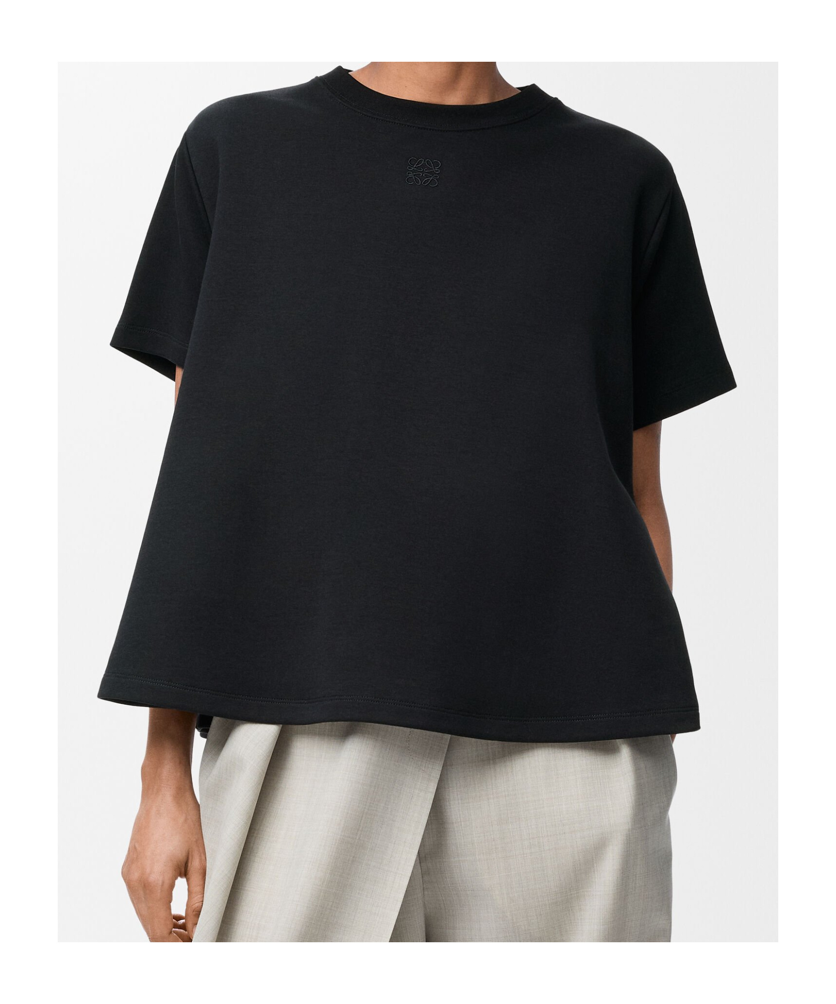 Loewe Round Neck Short Sleeve T-shirt In Black