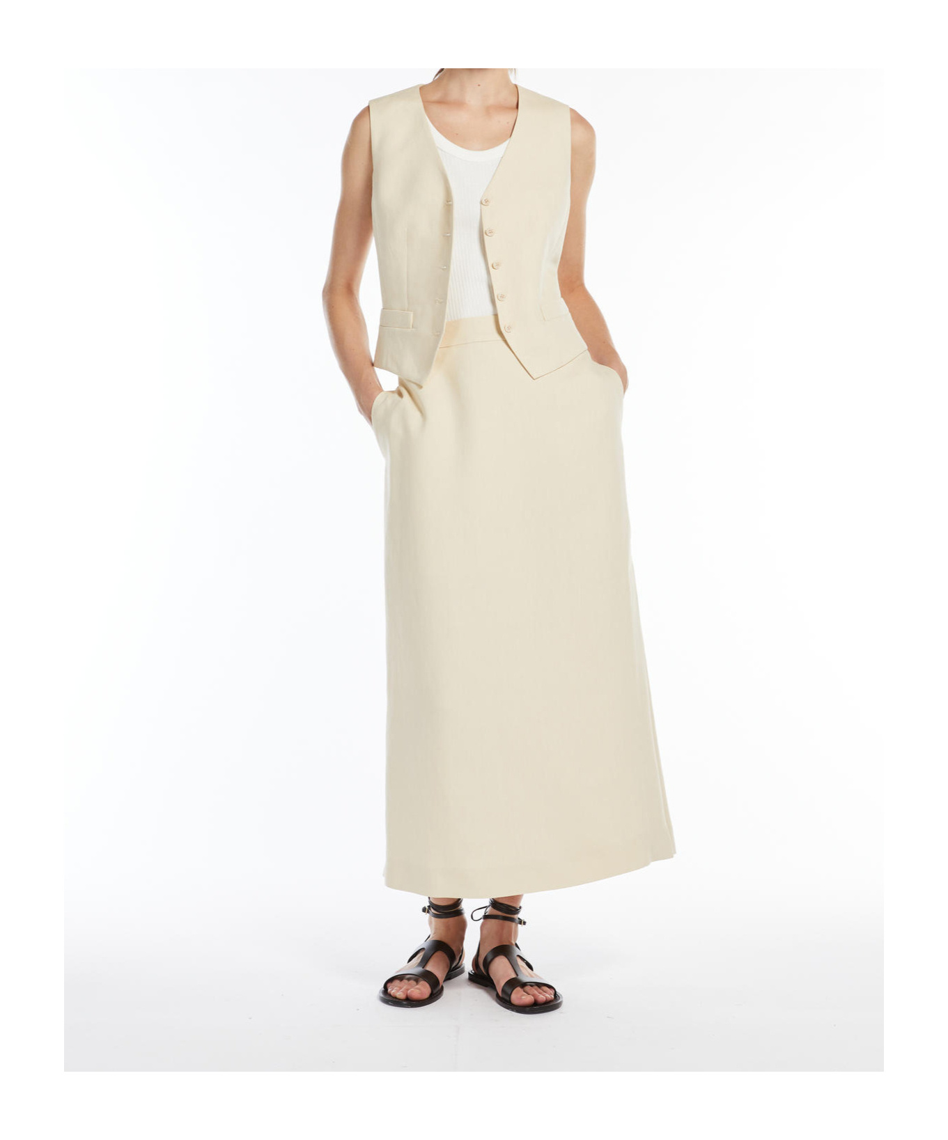 Weekend Max Mara V-neck Sleeveless Vest In Nude