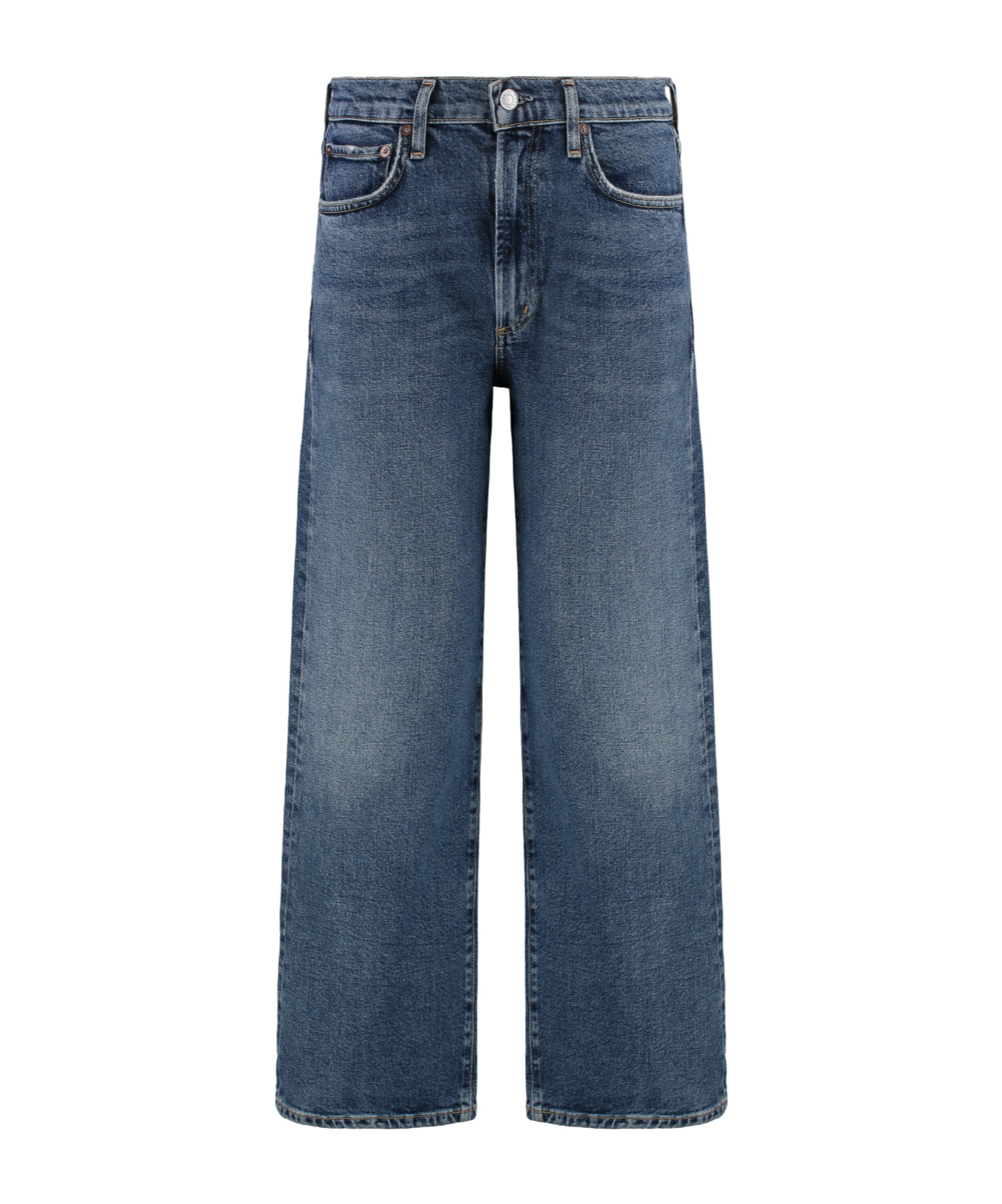 Agolde Denim Trousers With Belt Loops In Blue