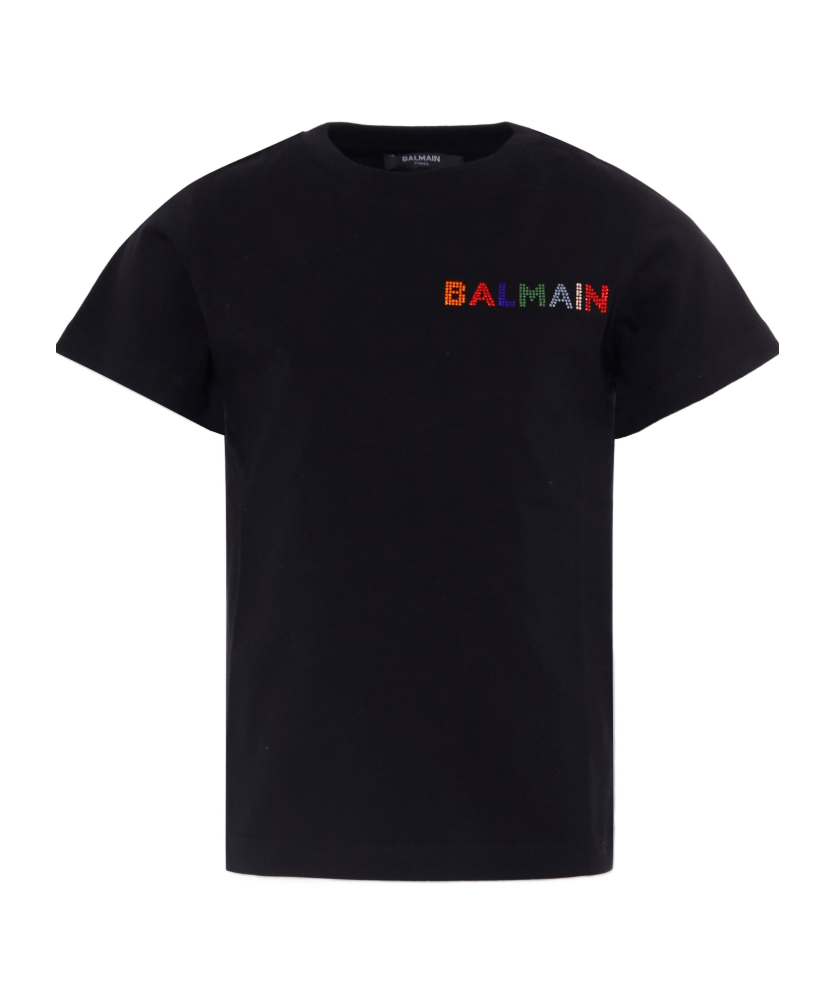 Balmain Black T-shirt For Kids With Logo