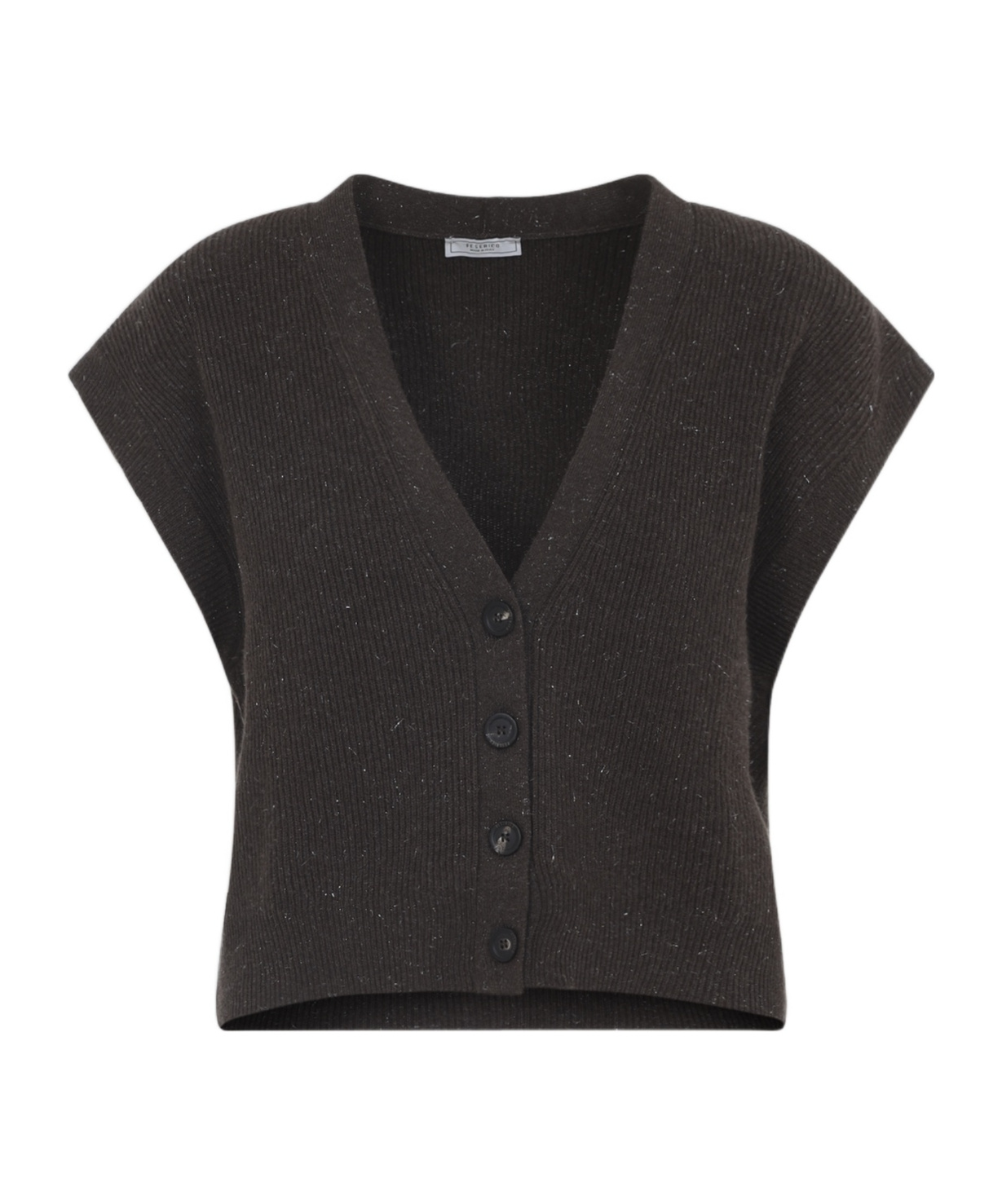 Peserico Speckled-effect Short-sleeves Cardigan In Brown