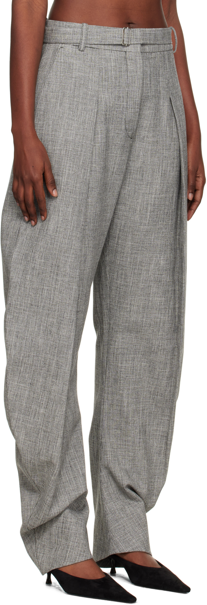 Lanvin Belt Loop Casual Pants In Gray