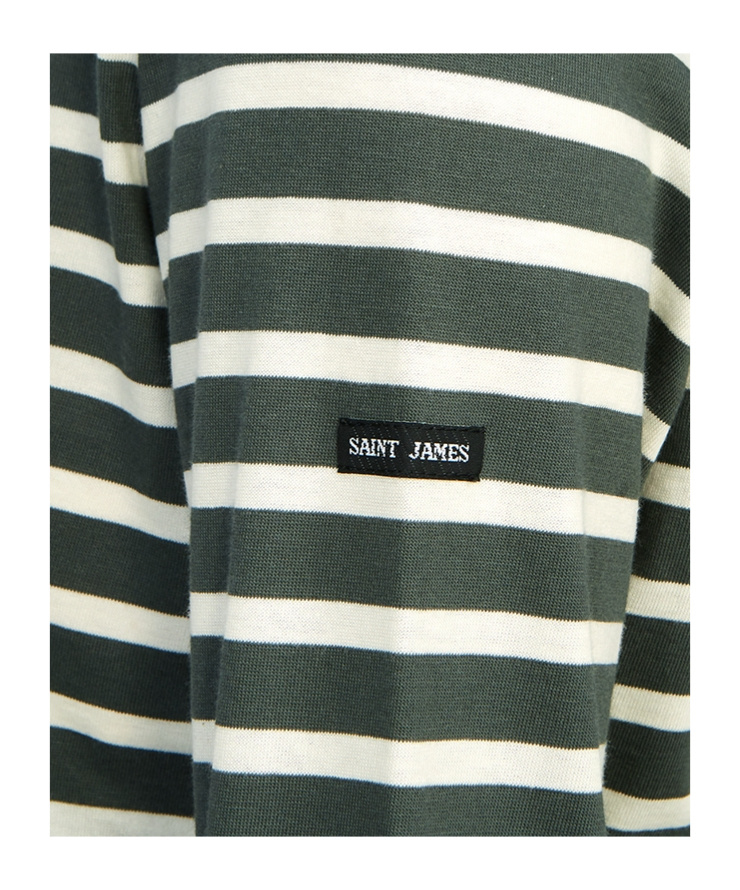 Saint James Striped Logo T-shirt In Black